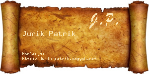 Jurik Patrik névjegykártya
